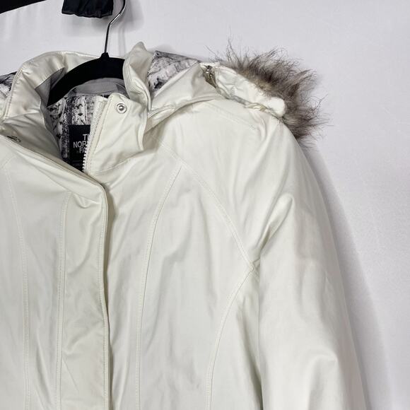 The North Face Womens XS Cream Arctic Parka Jacket Faux Fur Removable Hood Coat - Picture 3 of 16